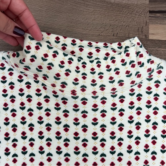 Vintage Eddie Bauer Dainty Floral Print Mock Neck Long Sleeve Size Large - Picture 2 of 6